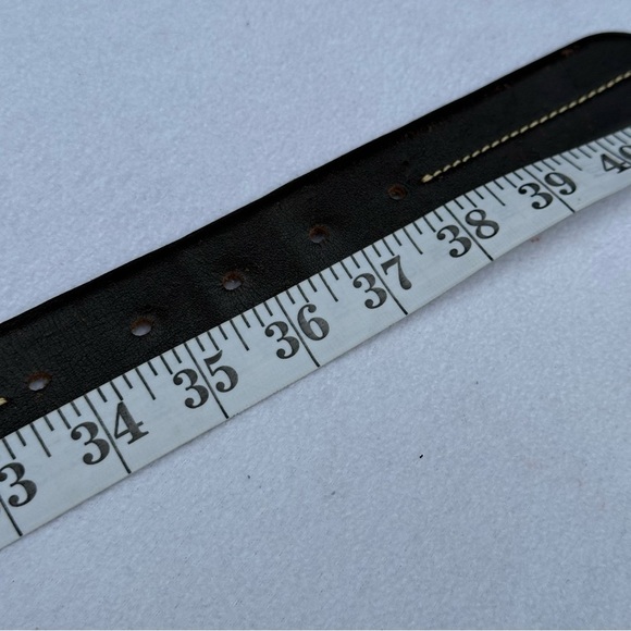 Via Veneto Belt Men’s 36 Brown‎ Genuine Leather Silver Buckle Contrast Stitching - Picture 9 of 10